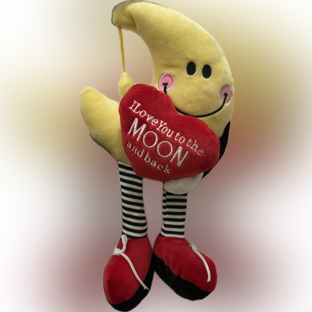 Burton + Burton Smiling Moon Plush Shelf Sitter Valentine Decor NWT